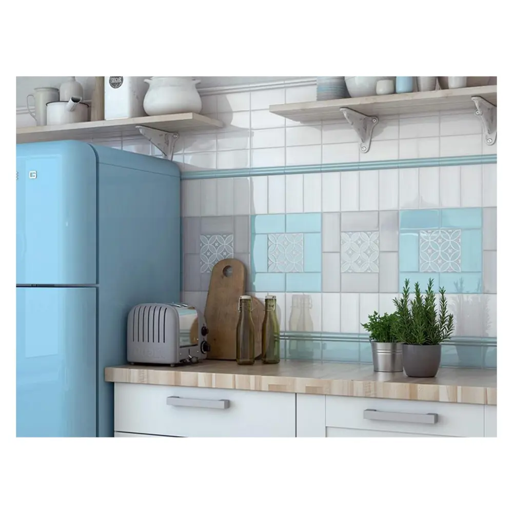 Фото Керамическая плитка Kerama Marazzi Мурано Голубой 7.4x15см Фото Керамическая плитка Kerama Marazzi Мурано Голубой 7.4x15см