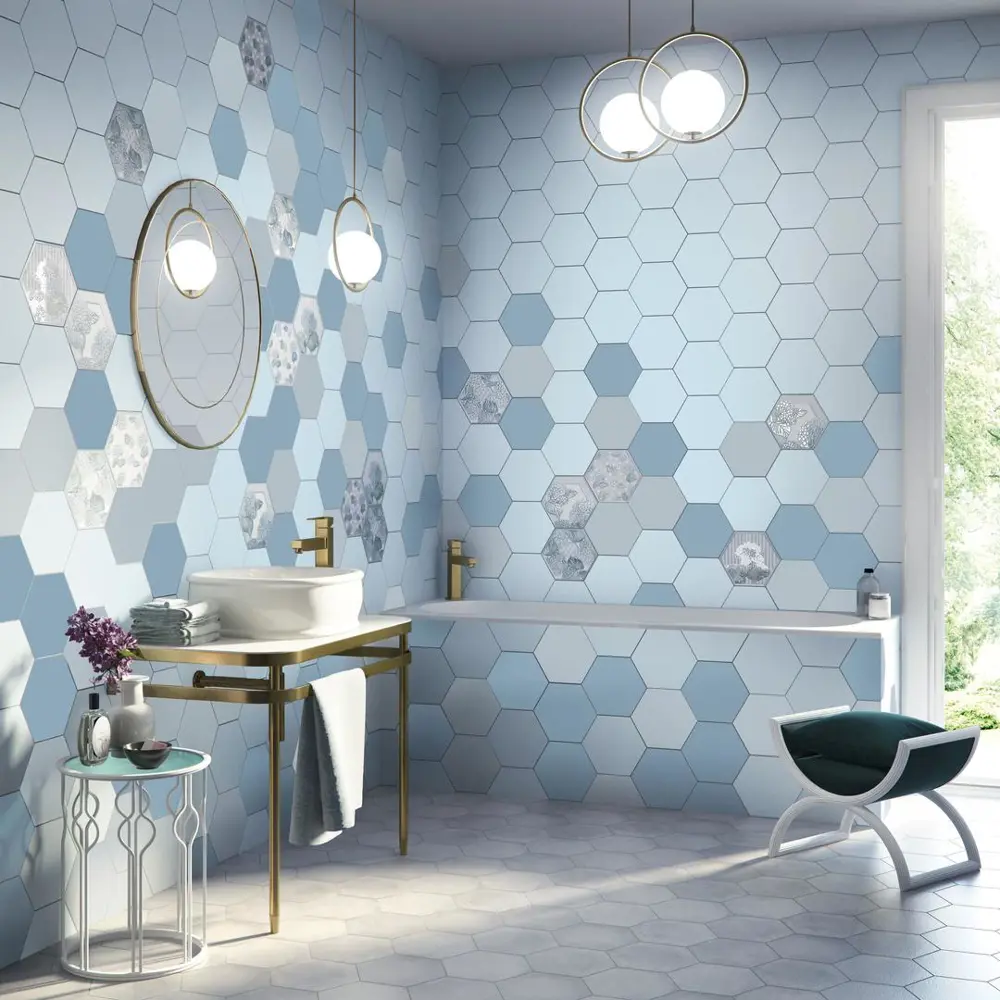 Фото Керамическая плитка Kerama Marazzi Аньет 24006 23.1x20см цвет голубой, цена за упаковку Фото Керамическая плитка Kerama Marazzi Аньет 24006 23.1x20см цвет голубой, цена за упаковку