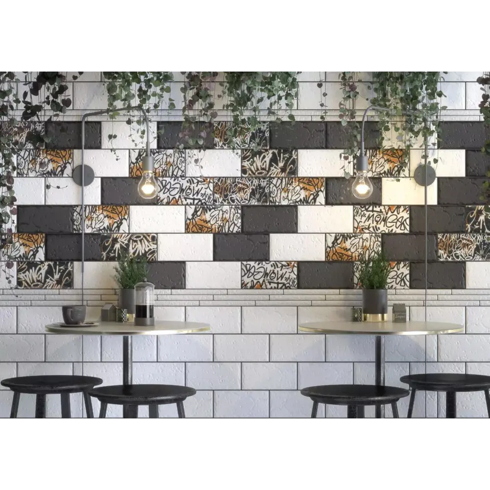 Фото Керамическая плитка Kerama Marazzi Граффити 19061 20x9.9см цвет черный, цена за упаковку Фото Керамическая плитка Kerama Marazzi Граффити 19061 20x9.9см цвет черный, цена за упаковку