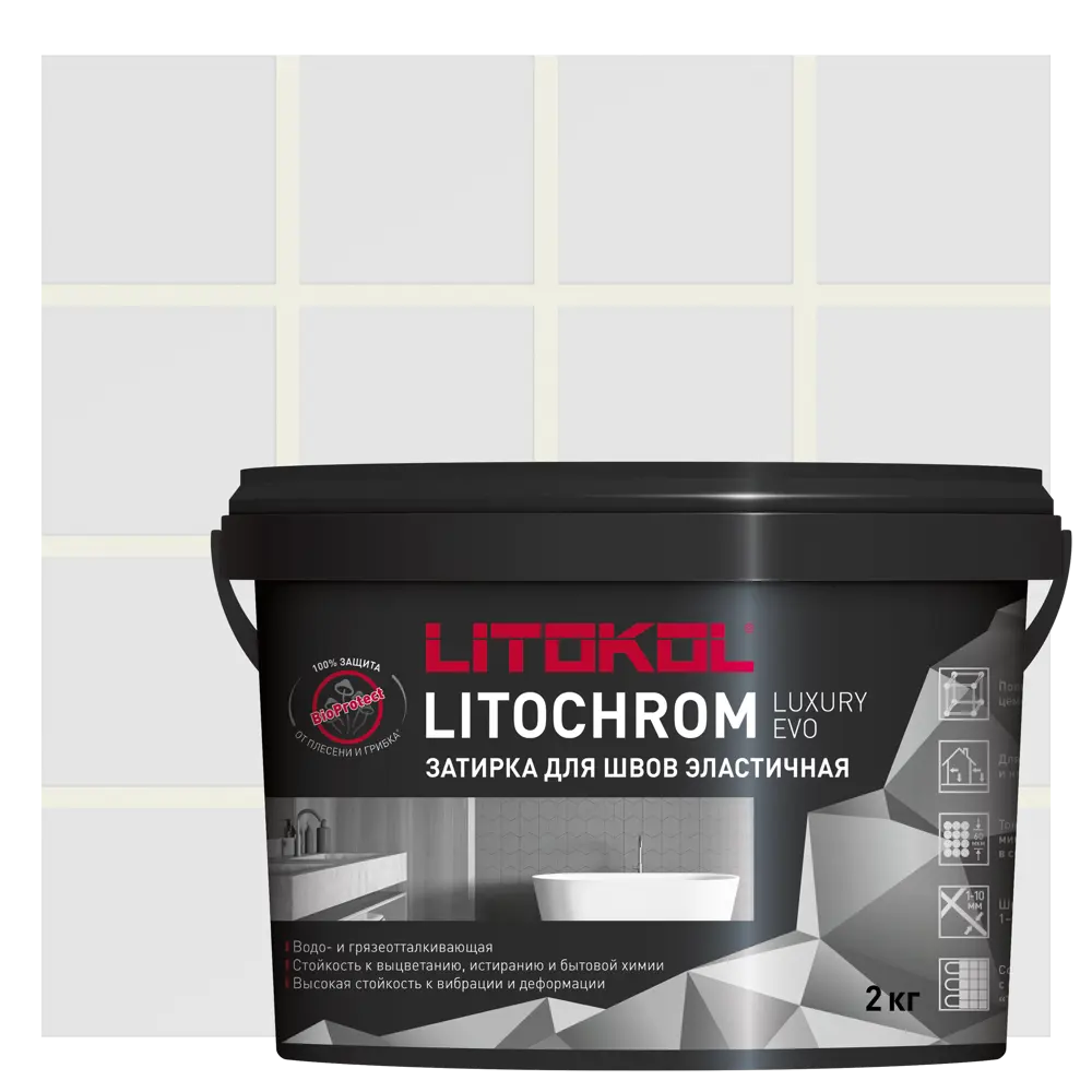 Фото Затирка цементно-полимерная Litokol Litochrom Luxury EVO 1-10 LLE.200 белый 2 кг Фото Затирка цементно-полимерная Litokol Litochrom Luxury EVO 1-10 LLE.200 белый 2 кг
