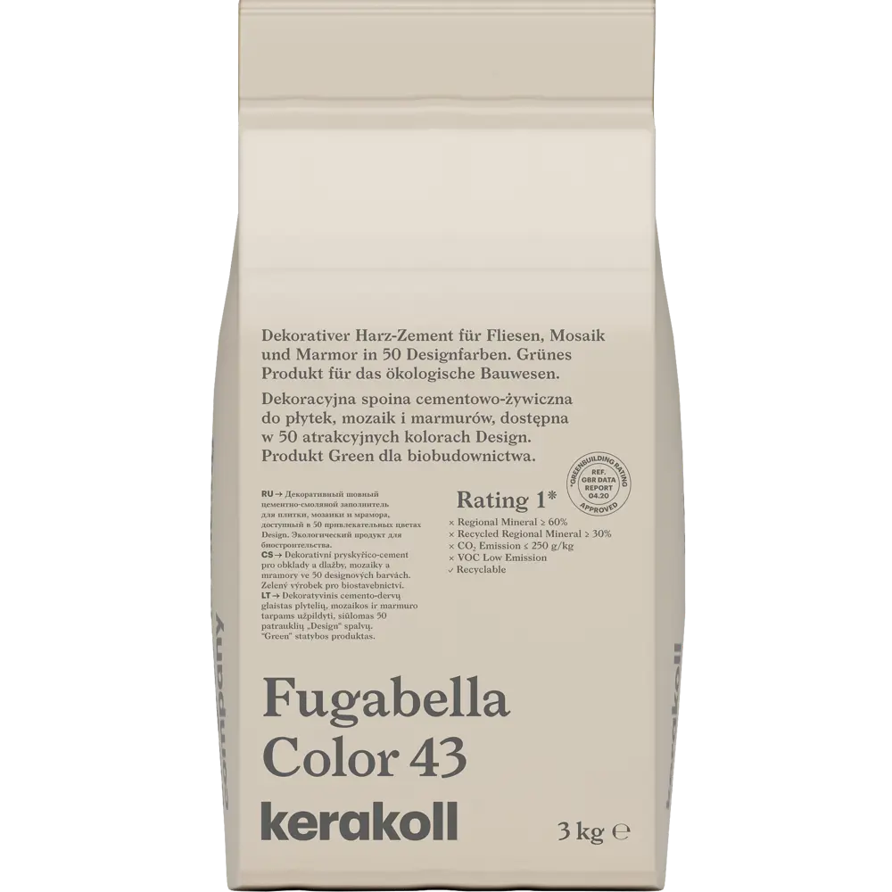 Фото Затирка гибридная Kerakoll Fugabella Color Цвет 43 Известняк 3 кг Фото Затирка гибридная Kerakoll Fugabella Color Цвет 43 Известняк 3 кг
