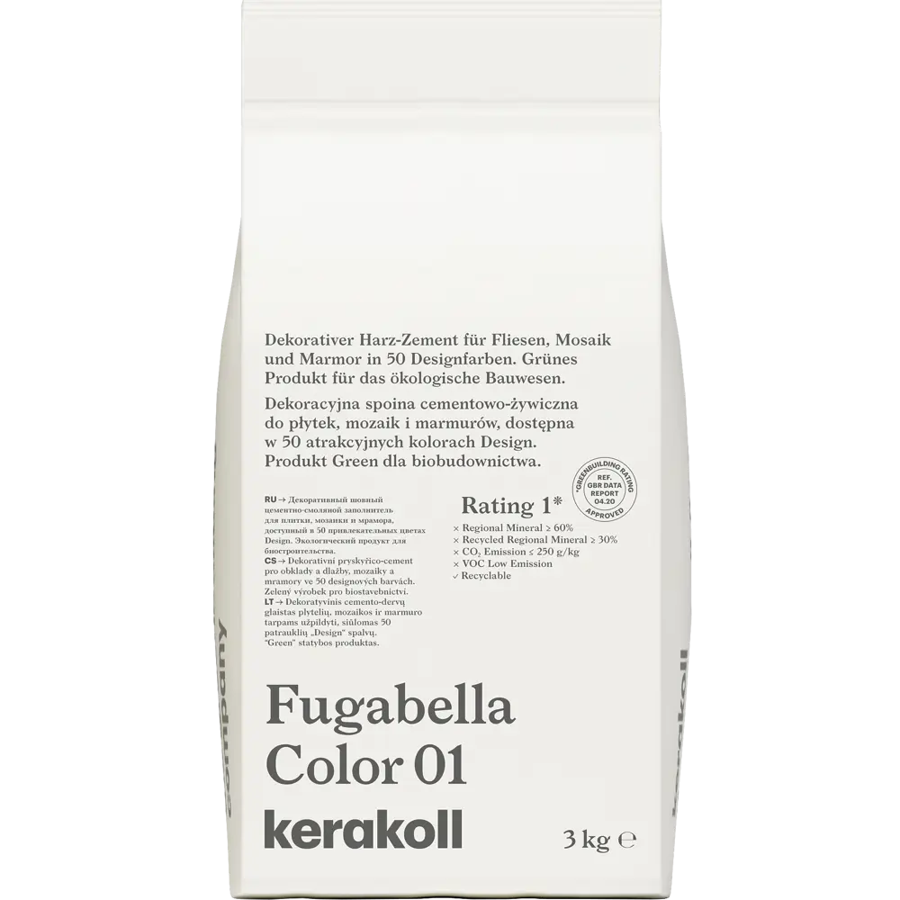 Фото Затирка гибридная Kerakoll Fugabella Color Цвет 01 Снежно-белый 3 кг Фото Затирка гибридная Kerakoll Fugabella Color Цвет 01 Снежно-белый 3 кг
