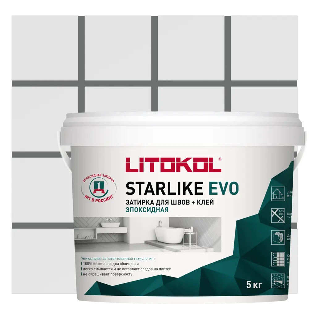 Фото Затирка Litokol L0485170004 Starlike Evo S.125 Grigio Cemento 5.30кг Фото Затирка Litokol L0485170004 Starlike Evo S.125 Grigio Cemento 5.30кг