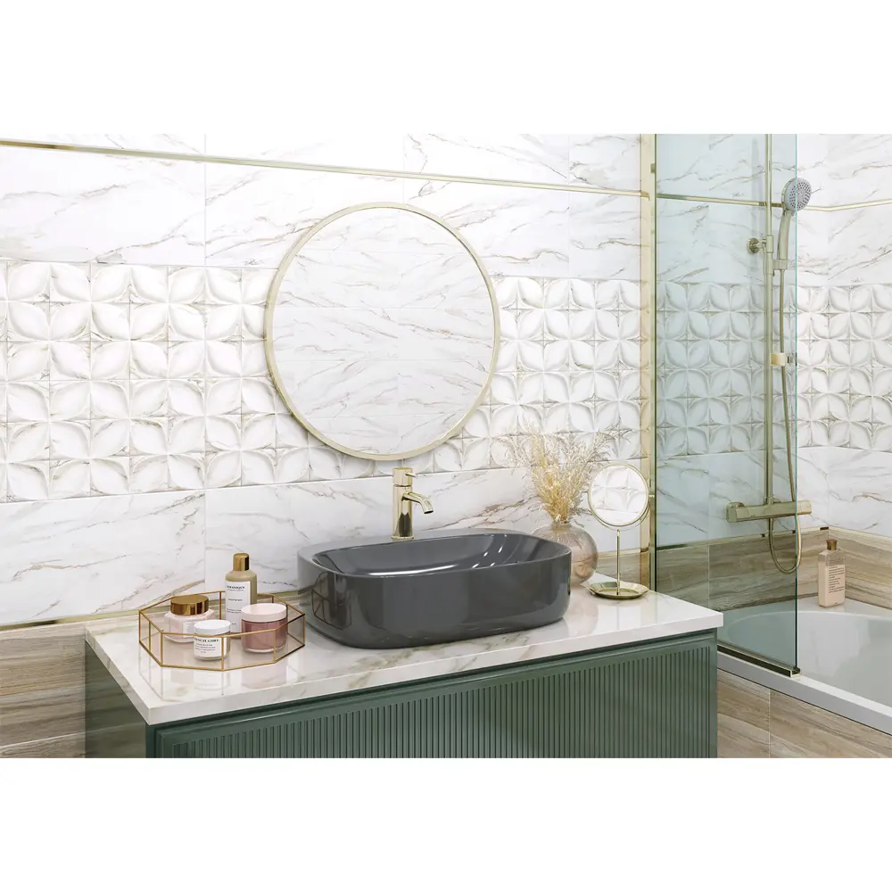 Фото Плитка Alma ceramica Laura TWU09LAR014 24.9x50см 1.121 м² цвет бело-бежевый, цена за упаковку Фото Плитка Alma ceramica Laura TWU09LAR014 24.9x50см 1.121 м² цвет бело-бежевый, цена за упаковку