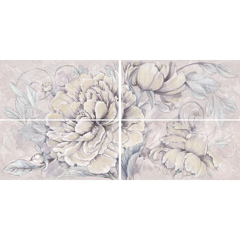 Фото Панно Kerlife Delicato bouquet perla 63x126см цвет серый Фото Панно Kerlife Delicato bouquet perla 63x126см цвет серый