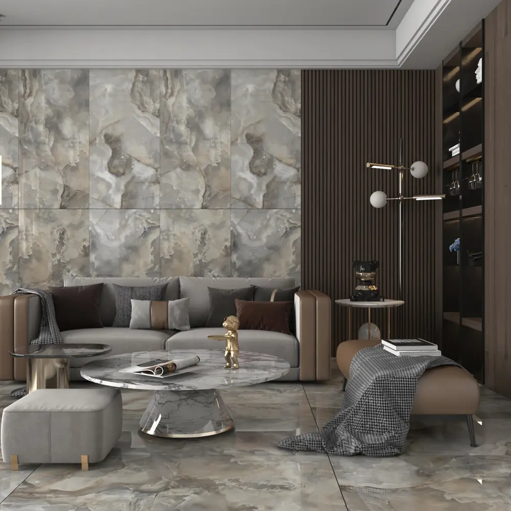 Фото Керамогранит Kerald Romny grey glossy 60x120см 1.44 м² цвет серый, цена за упаковку