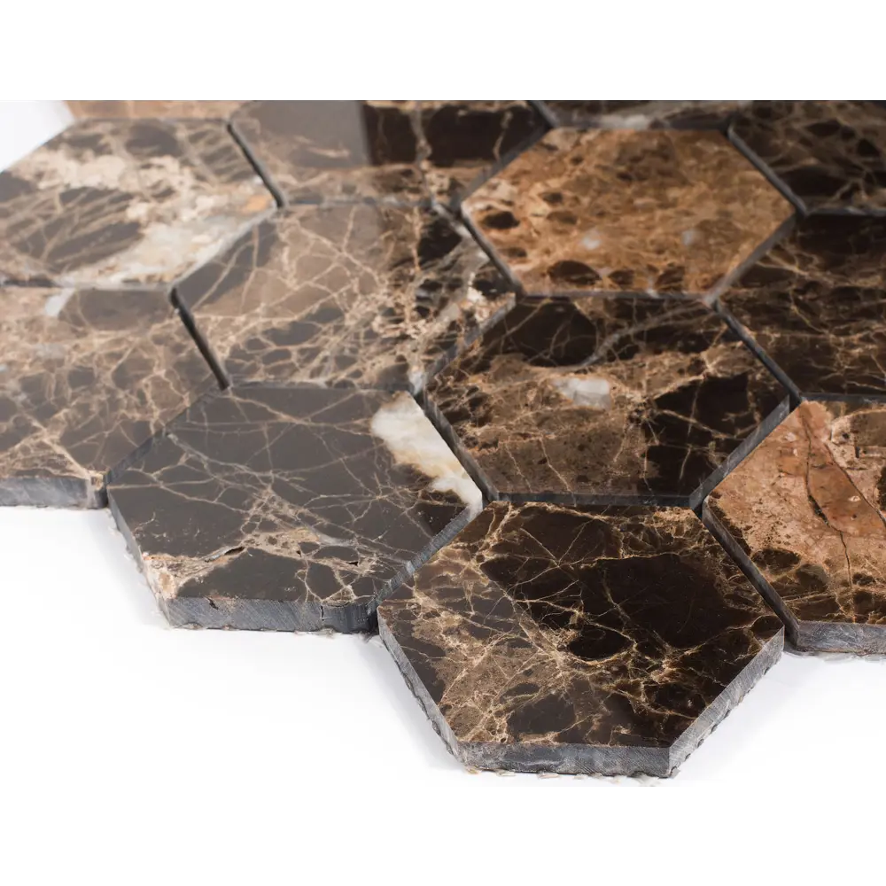 Фото 3 Декоративная мозаика Starmosaic Hexagon dark emperador polished 63x63 1236034 26x28.2см цвет Коричневый Фото 3 Декоративная мозаика Starmosaic Hexagon dark emperador polished 63x63 1236034 26x28.2см цвет Коричневый