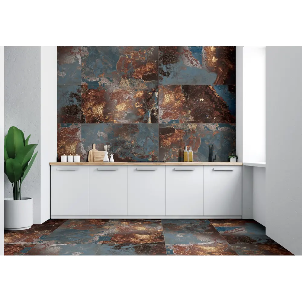 Фото Керамогранит Arcadia Ceramica Vulcano Azzuro ME5001-A 60x120см цвет синий с коричневым и золотой металлизацией, цена за упаковку Фото Керамогранит Arcadia Ceramica Vulcano Azzuro ME5001-A 60x120см цвет синий с коричневым и золотой металлизацией, цена за упаковку