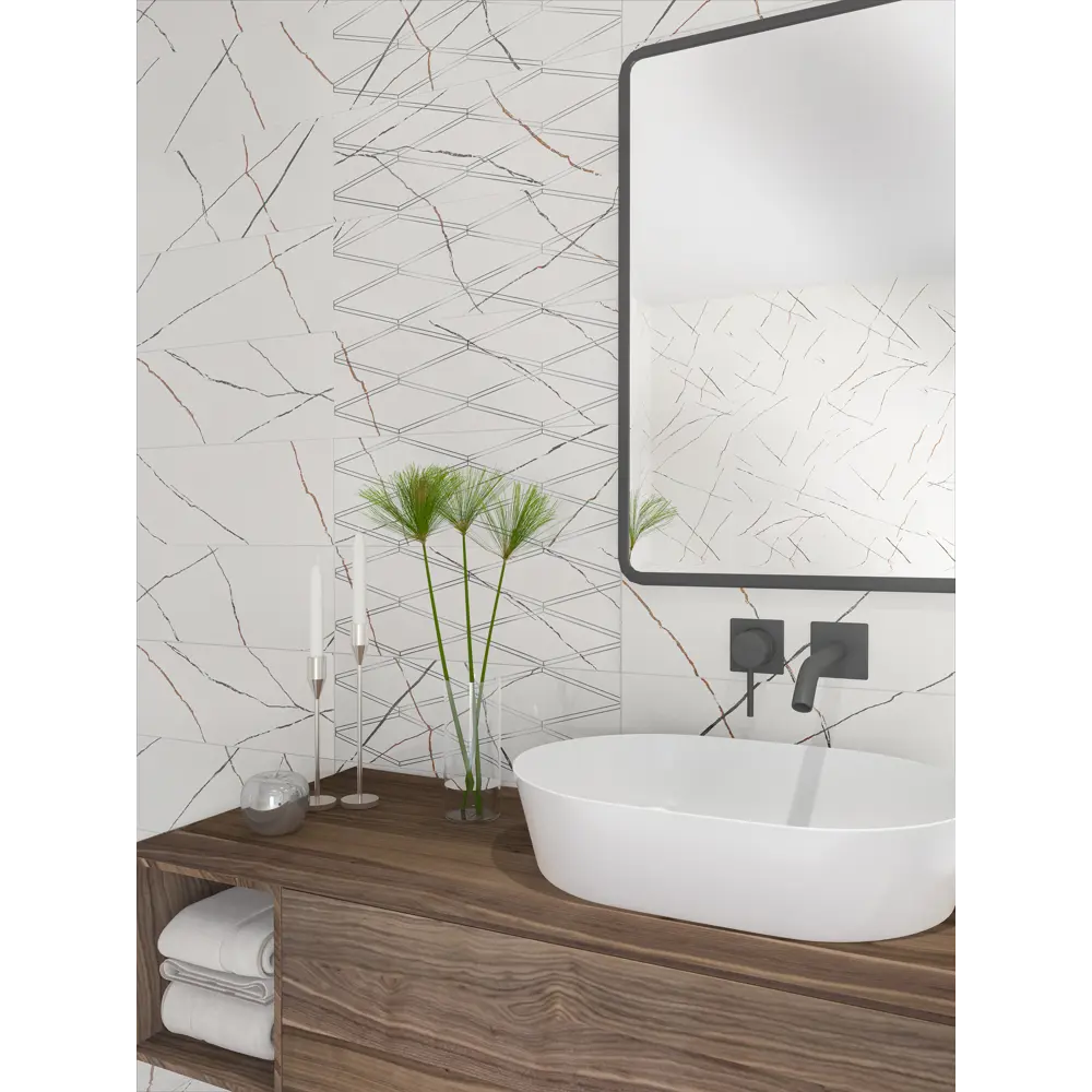 Фото 2 Декор плиточный настенный Eletto ceramica Bianco covelano 588122001prm 24.2x70см цвет белый Фото 2 Декор плиточный настенный Eletto ceramica Bianco covelano 588122001prm 24.2x70см цвет белый