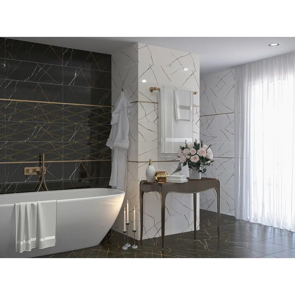 Фото 2 Напольная плитка Eletto ceramica Black & gold 508113001ekb 42x42см цвет черный, цена за упаковку Фото 2 Напольная плитка Eletto ceramica Black & gold 508113001ekb 42x42см цвет черный, цена за упаковку