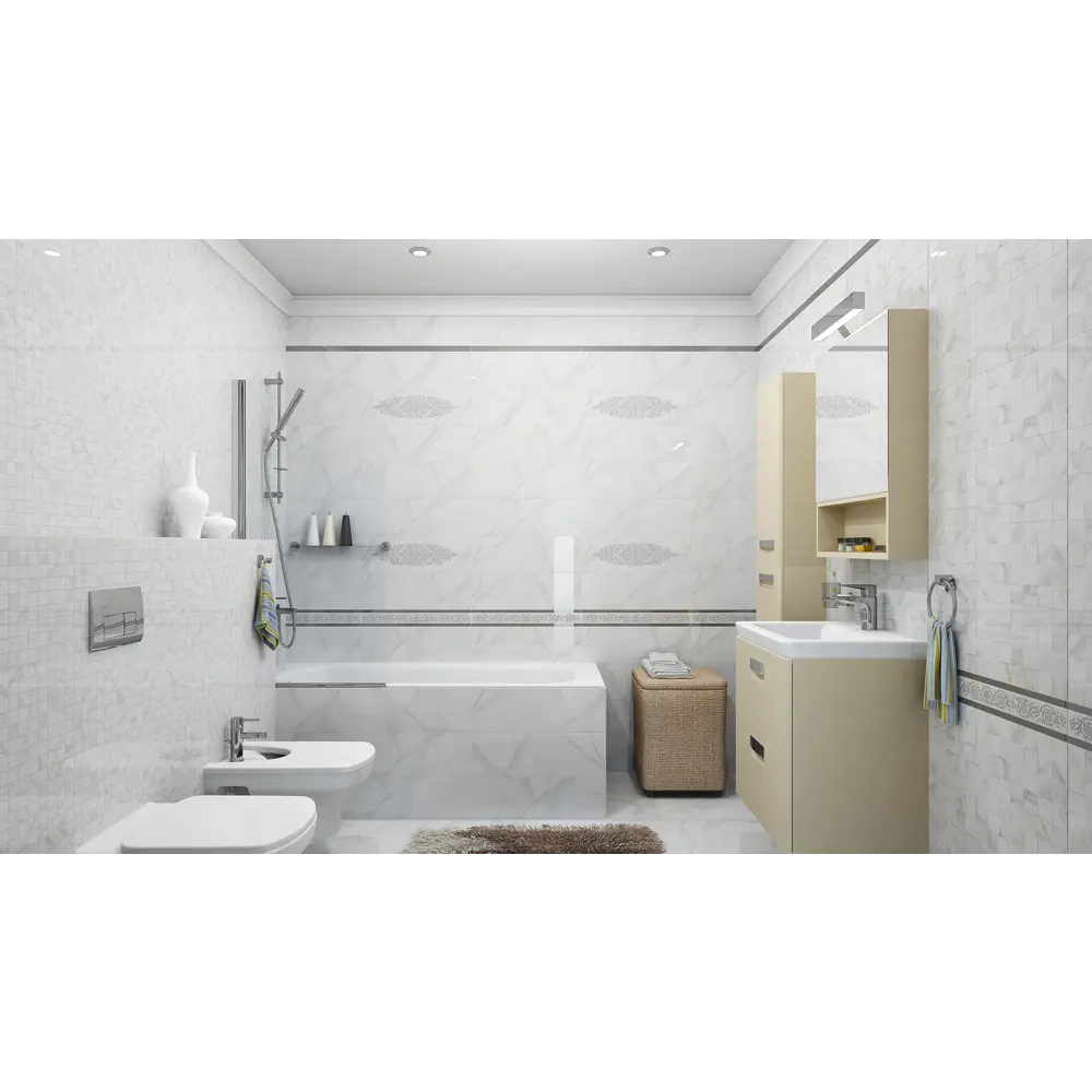 Фото 3 Настенная плитка Laparet Cassiopea х9999118875 kra 60x20см цвет белый Фото 3 Настенная плитка Laparet Cassiopea х9999118875 kra 60x20см цвет белый