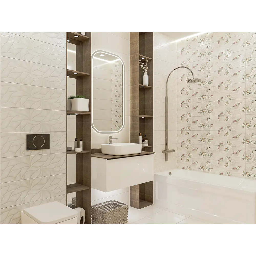 Фото 2 Плитка керамическая для стен Eletto Ceramica 506921101tmn Malwiya 24.20x70 см, цвет Бежевый Фото 2 Плитка керамическая для стен Eletto Ceramica 506921101tmn Malwiya 24.20x70 см, цвет Бежевый