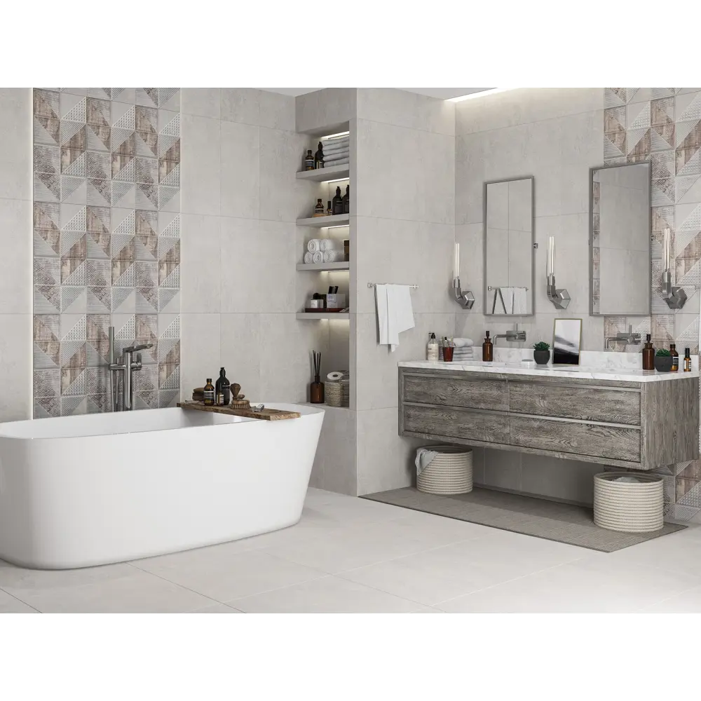Фото Плитка керамическая для стен Azori 507261201tmn Global 31.50x63 см, цвет Серый Фото Плитка керамическая для стен Azori 507261201tmn Global 31.50x63 см, цвет Серый