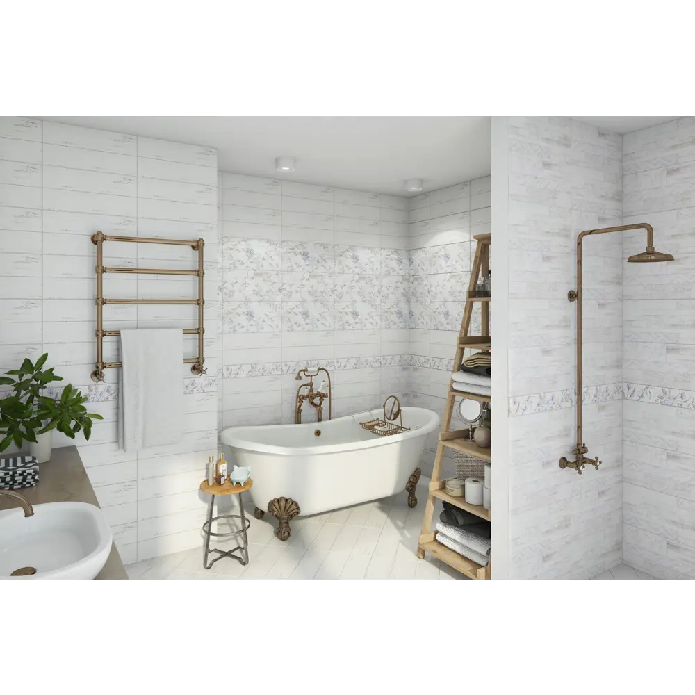 Фото 2 Декор плиточный настенный Global tile Gt14vg_msk 25x50см цвет белый Фото 2 Декор плиточный настенный Global tile Gt14vg_msk 25x50см цвет белый