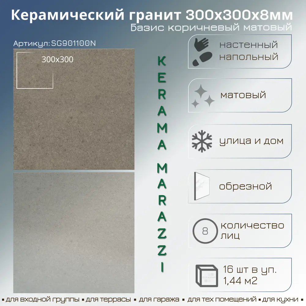 Фото Керамогранит Kerama marazzi Базис SG901100N 30x30см цвет коричневый Фото Керамогранит Kerama marazzi Базис SG901100N 30x30см цвет коричневый