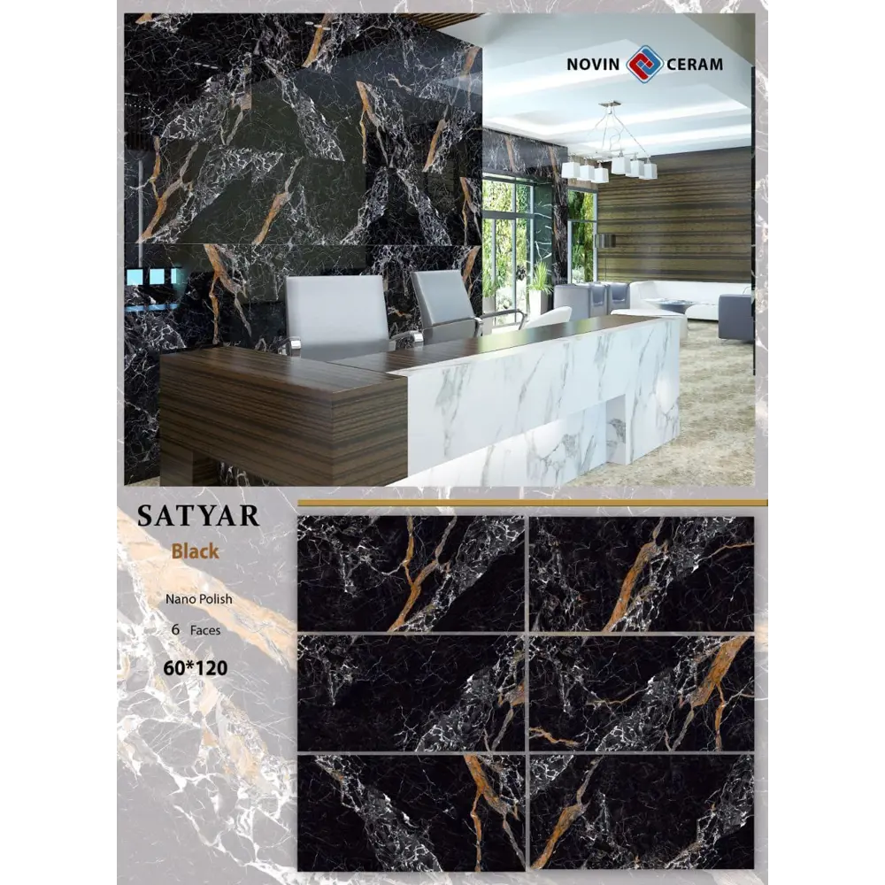 Фото 2 Керамогранит Керамопро Камень Satyar black 60x120см цвет Satyar black Фото 2 Керамогранит Керамопро Камень Satyar black 60x120см цвет Satyar black