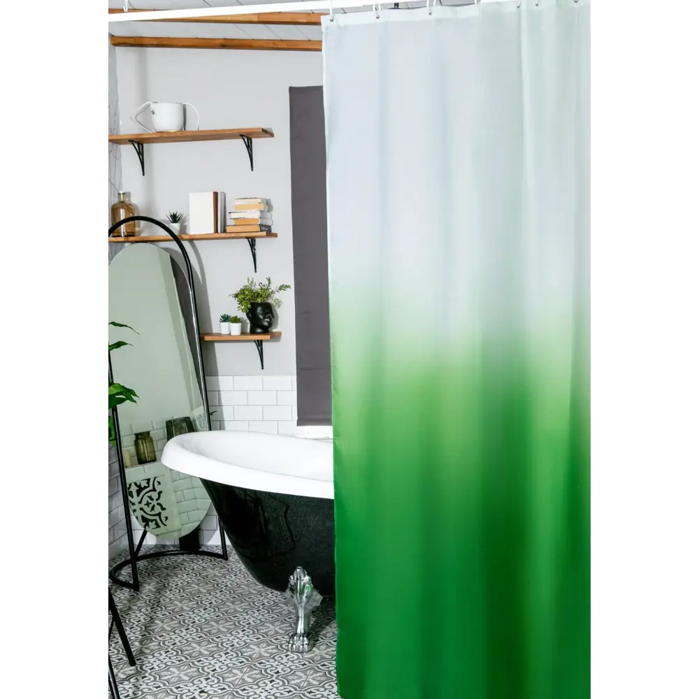 Фото Штора для ванны Primanova Diamond DR-70006 180x200 см цвет зеленый Фото Штора для ванны Primanova Diamond DR-70006 180x200 см цвет зеленый