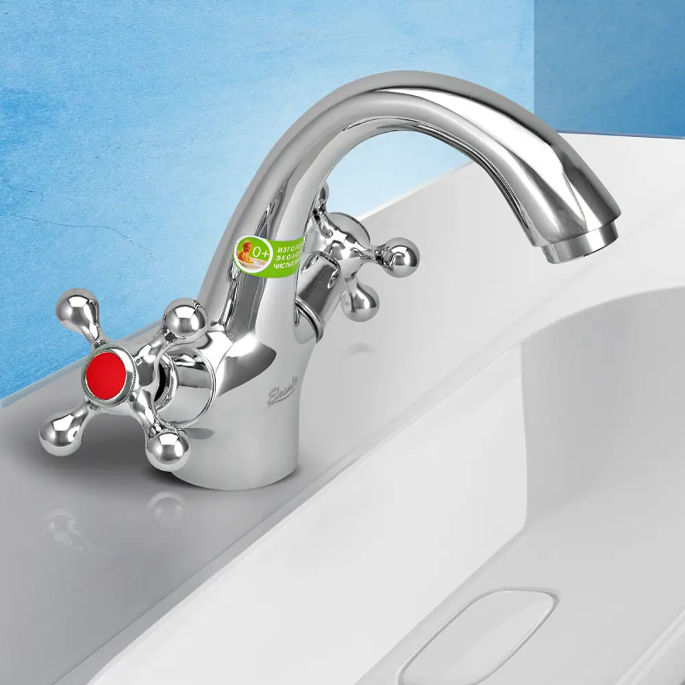 Фото 2 Смеситель для раковины Eleanti Opal 0402.894 двухвентильный цвет хром Фото 2 Смеситель для раковины Eleanti Opal 0402.894 двухвентильный цвет хром