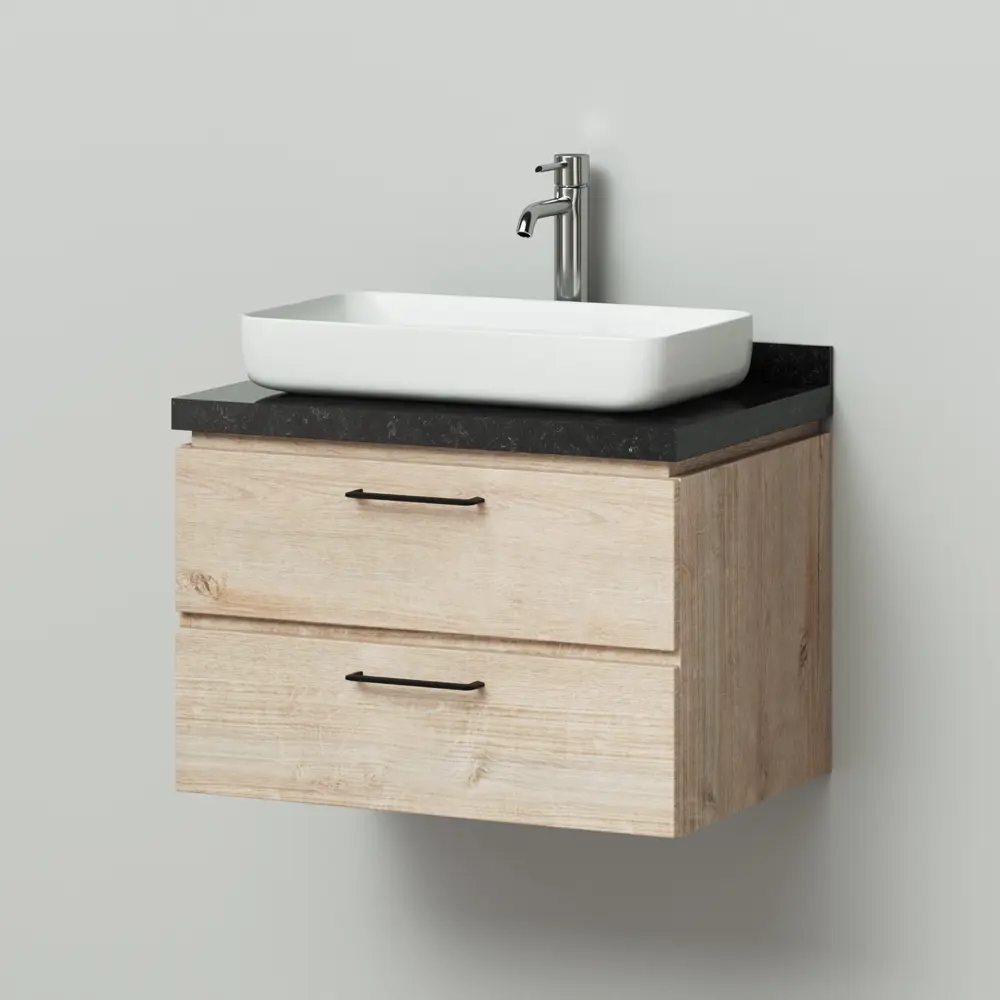 Фото 2 Тумба с раковиной подвесная Итана Wood 70 700x500x505 Дуб Фото 2 Тумба с раковиной подвесная Итана Wood 70 700x500x505 Дуб