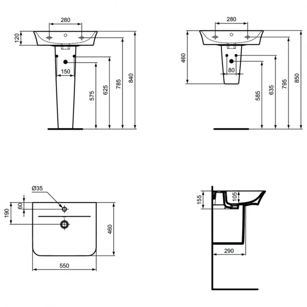 Фото 4 Пьедестал для раковины Ideal Standard E074901 72x17см фаянс Фото 4 Пьедестал для раковины Ideal Standard E074901 72x17см фаянс
