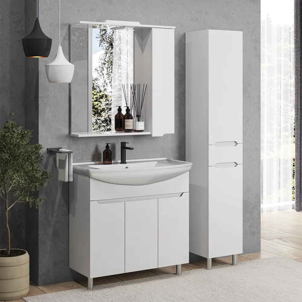Фото 5 Тумба под раковину напольная SanStar Bianco 85 86см с раковиной Фото 5 Тумба под раковину напольная SanStar Bianco 85 86см с раковиной