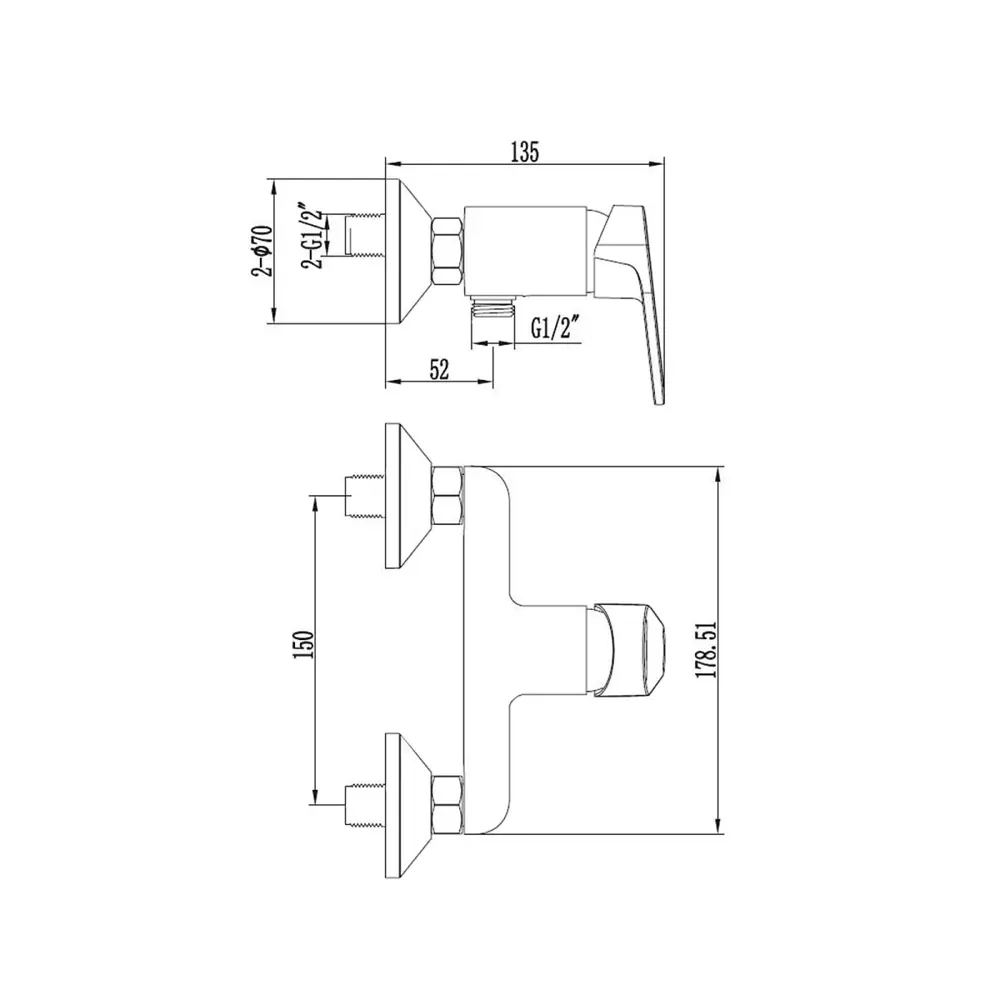 Фото 3 Смеситель для душа Esko VE80-3E однорычажный цвет хром