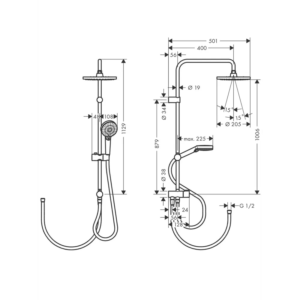 Фото Душевая стойка Hansgrohe 26099670 Vernis Blend 2 режима цвет черный Фото Душевая стойка Hansgrohe 26099670 Vernis Blend 2 режима цвет черный