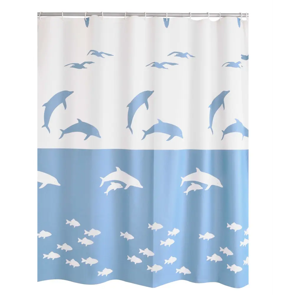 Фото Штора для ванных комнат Ridder Flipper синий/голубой 180x200см Фото Штора для ванных комнат Ridder Flipper синий/голубой 180x200см