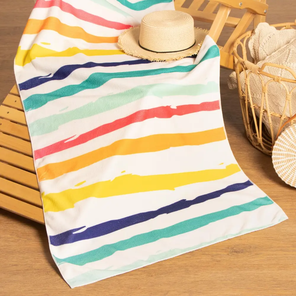 Фото 2 Полотенце пляжное Этель «Rainbow stripes» 70x140 см 100% п/э 250гр/м² Фото 2 Полотенце пляжное Этель «Rainbow stripes» 70x140 см 100% п/э 250гр/м²