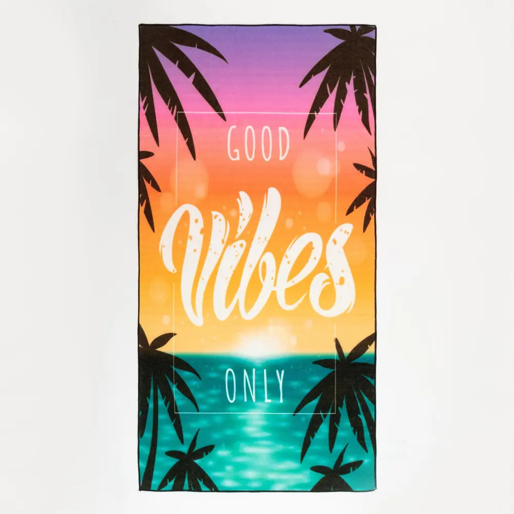 Фото Полотенце пляжное Этель «Good vibes only» 70x140 см 100% п/э 250гр/м² Фото Полотенце пляжное Этель «Good vibes only» 70x140 см 100% п/э 250гр/м²