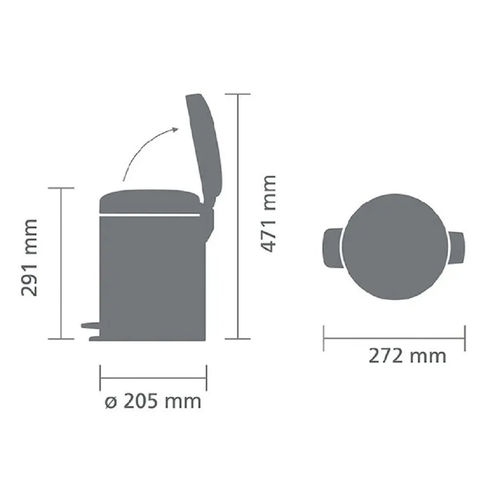 Фото 3 Ведро мусорное Brabantia NewIcon 126284 5л цвет серый Фото 3 Ведро мусорное Brabantia NewIcon 126284 5л цвет серый