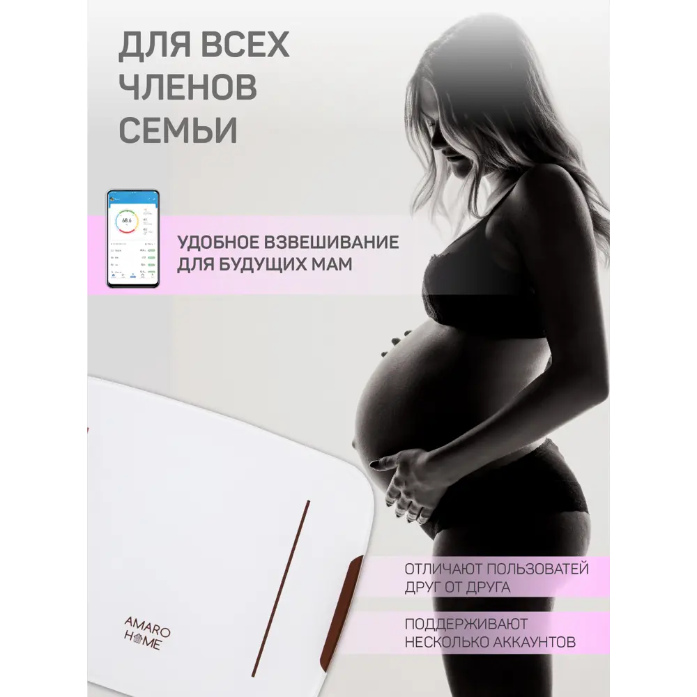 Фото 6 Умные весы AMARO HOME AH-FB-SS00/00 цвет белый Фото 6 Умные весы AMARO HOME AH-FB-SS00/00 цвет белый