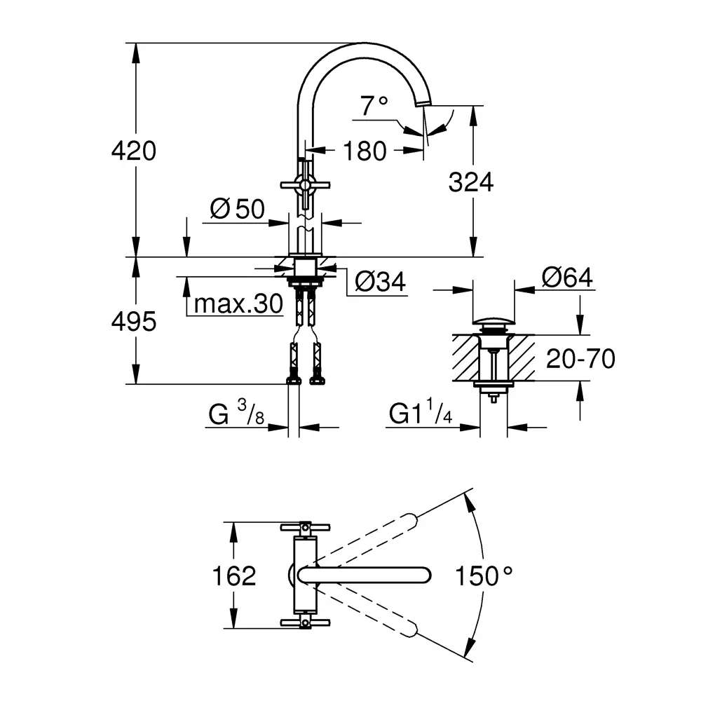 Фото 2 Смеситель для раковины Grohe 21044AL3 двухвентильный цвет графит Фото 2 Смеситель для раковины Grohe 21044AL3 двухвентильный цвет графит