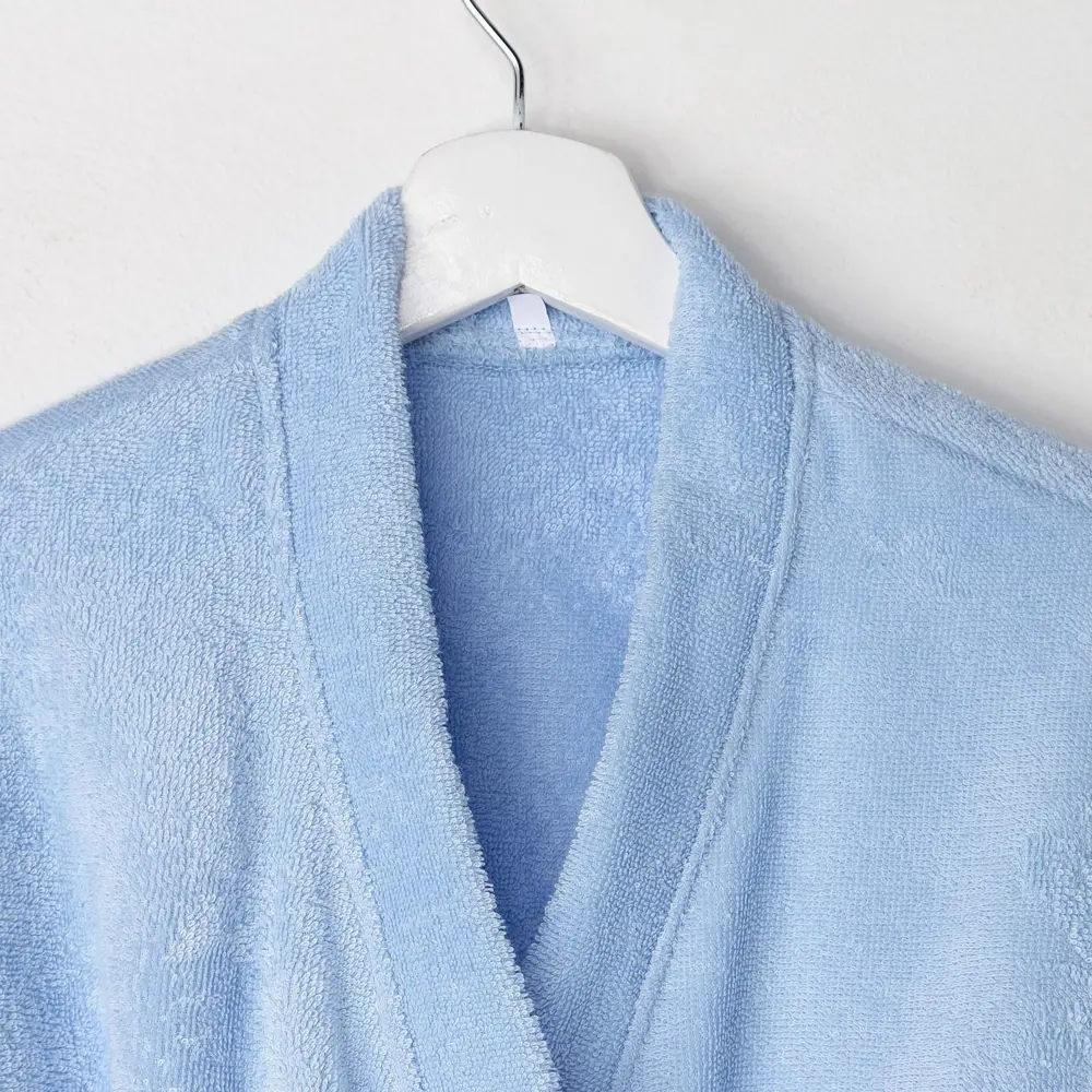 Фото 7 Халат махровый Экономь и Я 4560872 женский размер 50-52 цвет нежно-голубой