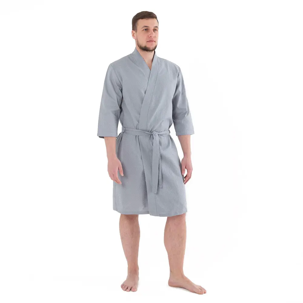 Фото Халат вафельный мужской Экономь и Я 2578086 размер 54-56