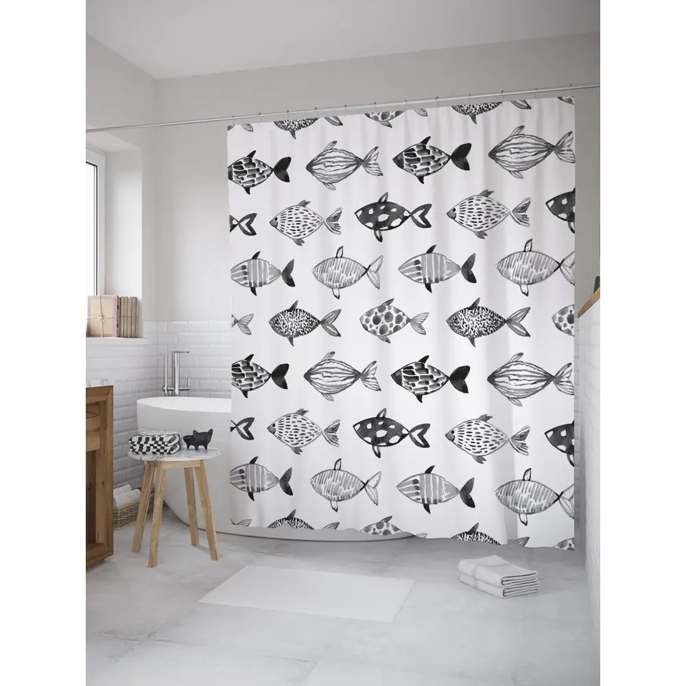 Фото Шторка для ванной комнаты JoyArty sc_31487 200x180см цвет серый серебристый