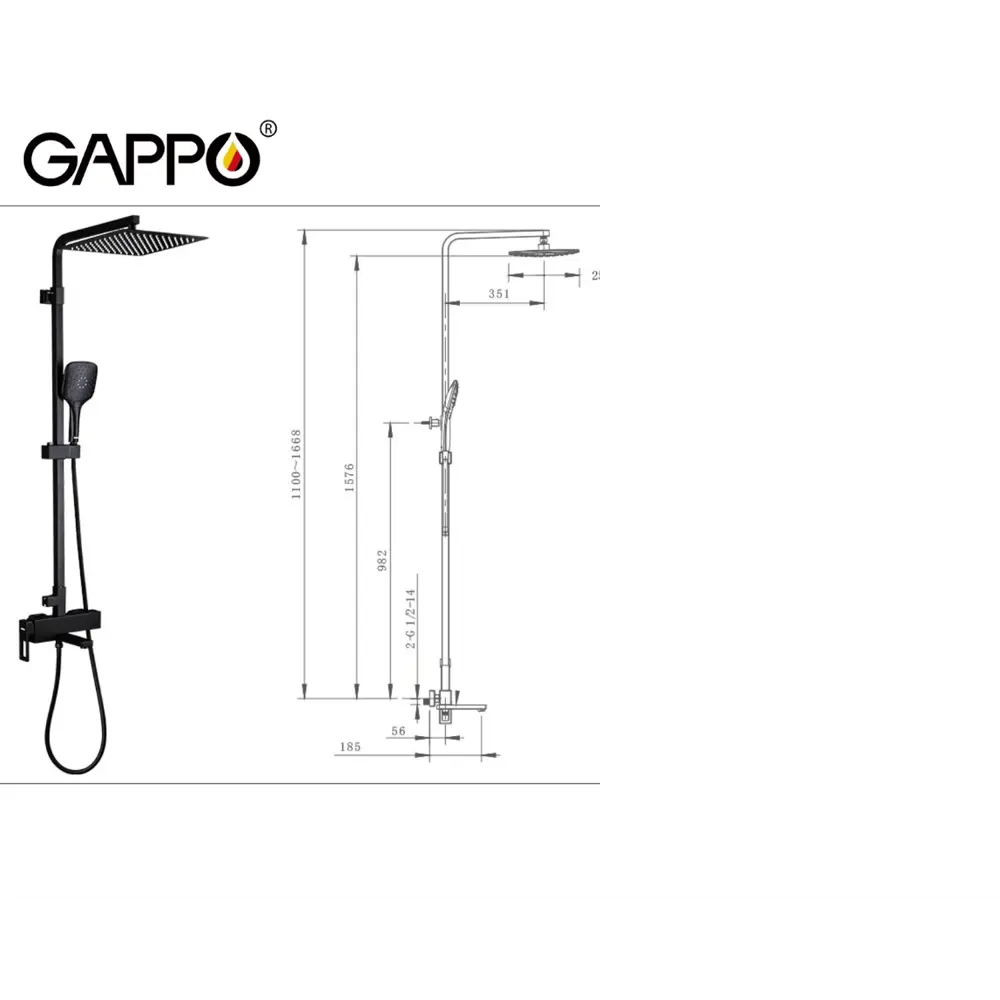 Фото 4 Смеситель для душа Gappo 81199 с тропическим душем цвет черный Фото 4 Смеситель для душа Gappo 81199 с тропическим душем цвет черный