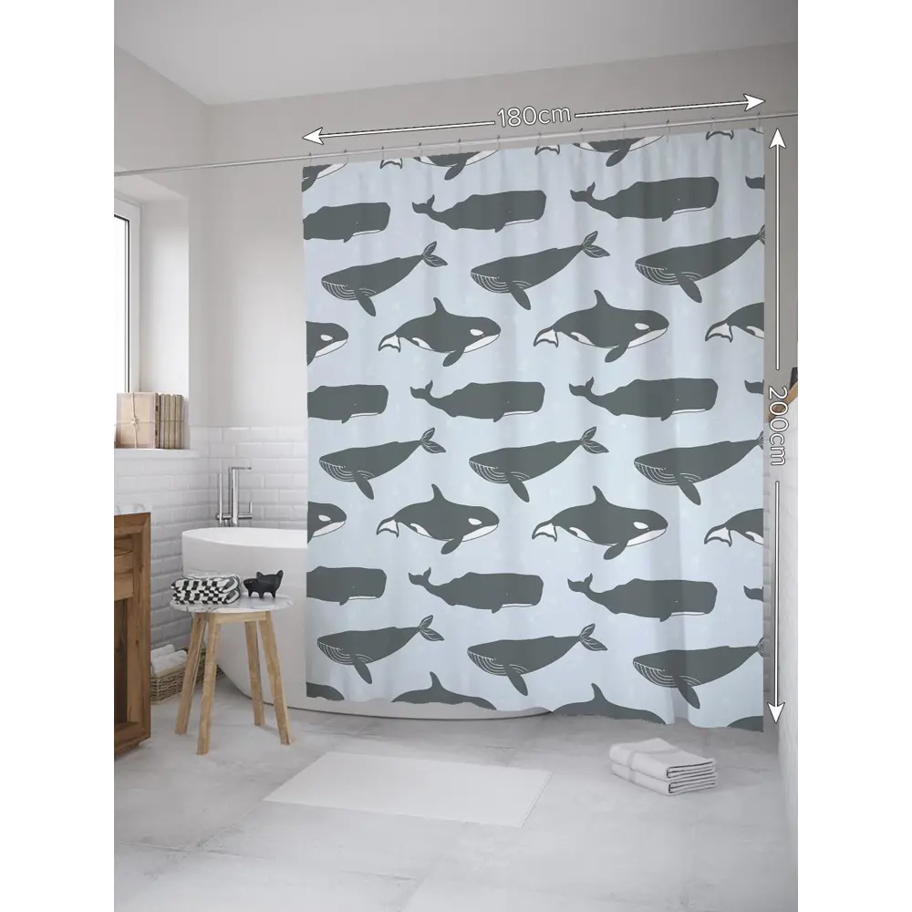 Фото Шторка для ванной комнаты JoyArty sc_33566 200x180см цвет серый серебристый Фото Шторка для ванной комнаты JoyArty sc_33566 200x180см цвет серый серебристый