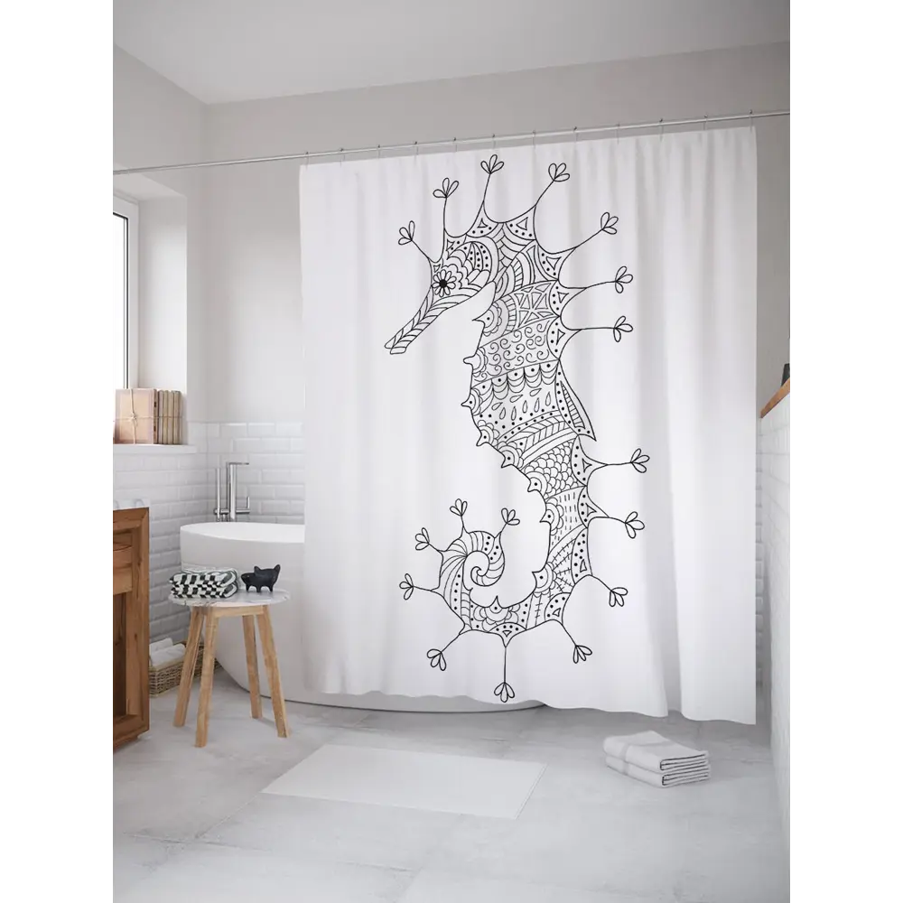 Фото Шторка для ванной комнаты JoyArty sc_20918 200x180см цвет серый серебристый