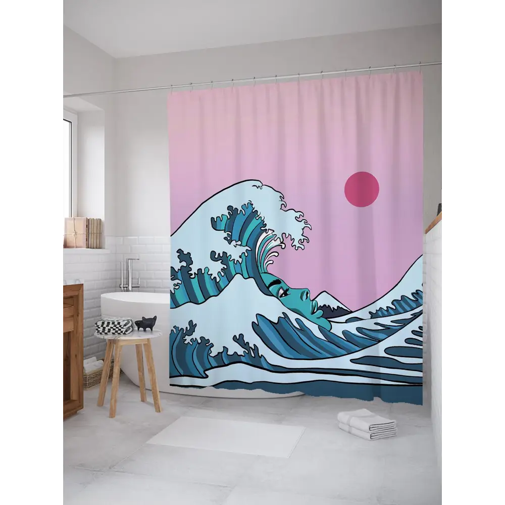 Фото Шторка для ванной комнаты JoyArty sc_385303 200x180см цвет синий