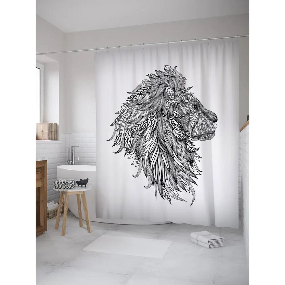 Фото Шторка для ванной комнаты JoyArty sc_31543 200x180см цвет серый серебристый Фото Шторка для ванной комнаты JoyArty sc_31543 200x180см цвет серый серебристый