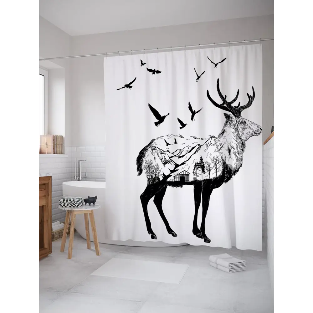 Фото Шторка для ванной комнаты JoyArty sc_24112 200x180см цвет серый серебристый