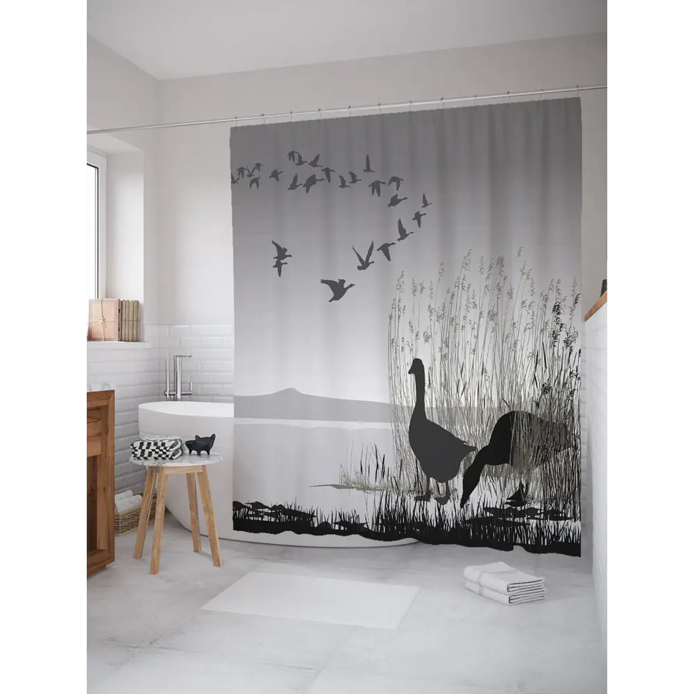 Фото Шторка для ванной комнаты JoyArty sc_21738 200x180см цвет серый серебристый