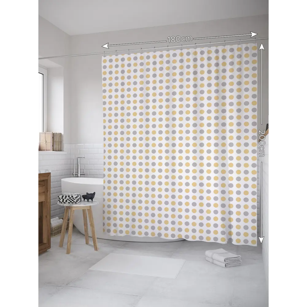 Фото Шторка для ванной комнаты JoyArty sc_31665 200x180см цвет серый серебристый