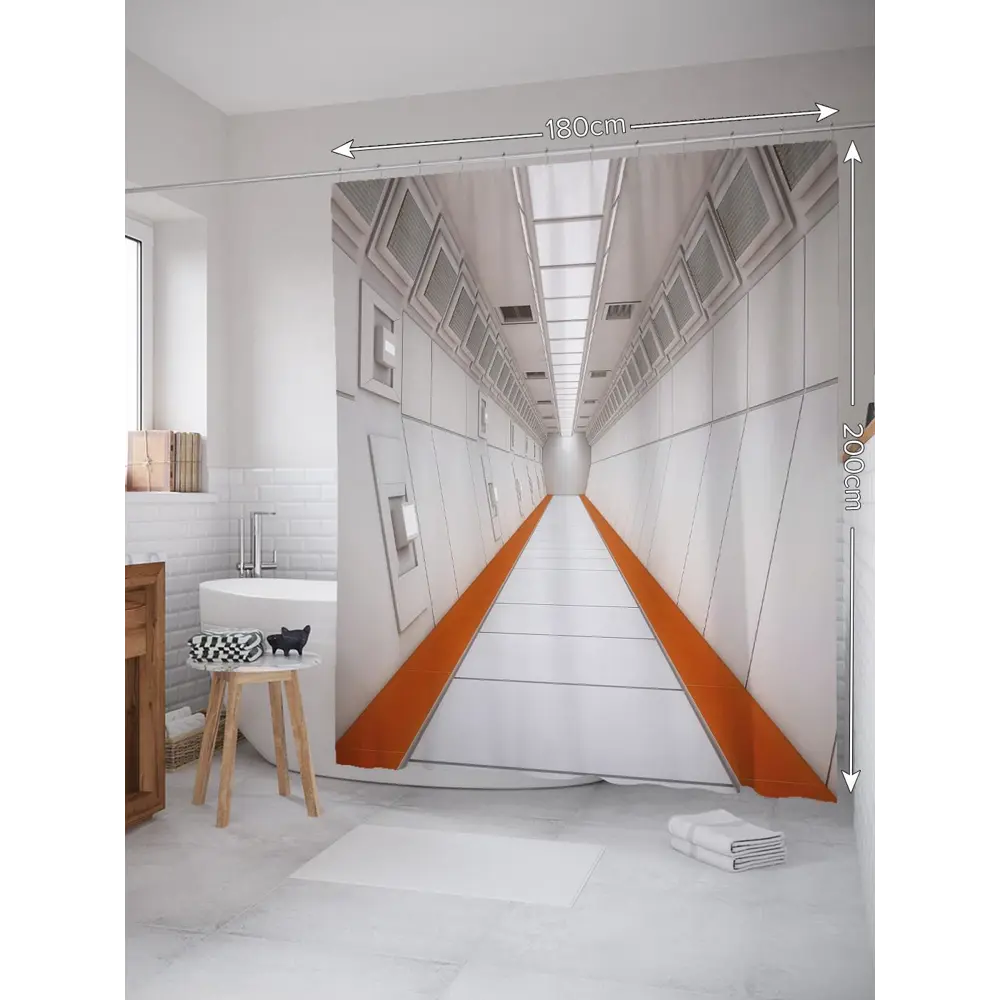 Фото Шторка для ванной комнаты JoyArty sc_21662 200x180см цвет серый серебристый