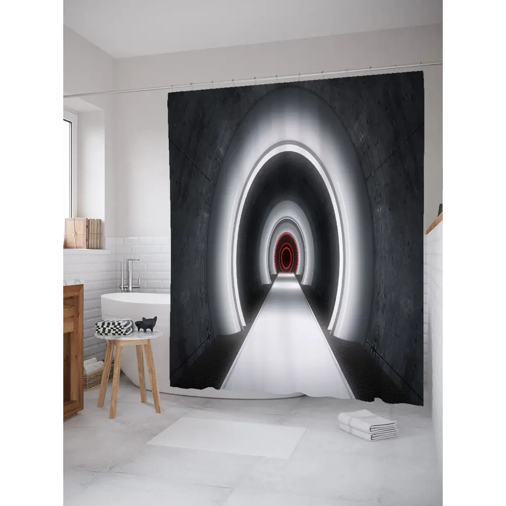 Фото Шторка для ванной комнаты JoyArty sc_21663 200x180см цвет серый серебристый