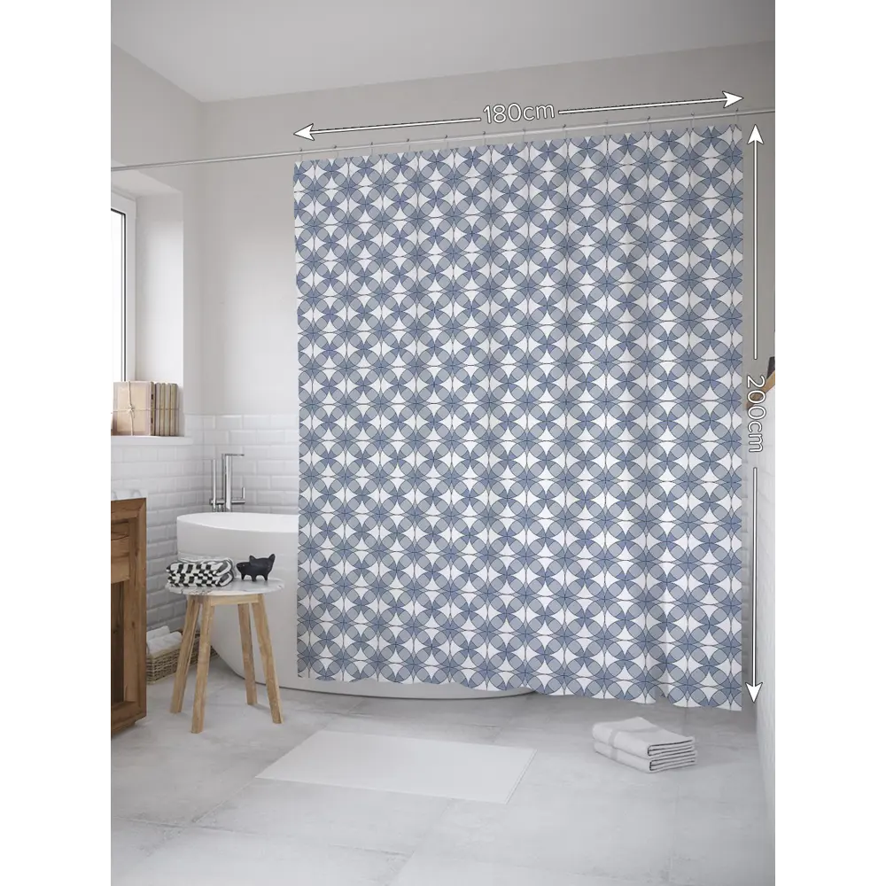 Фото Шторка для ванной комнаты JoyArty sc_31838 200x180см цвет серый серебристый