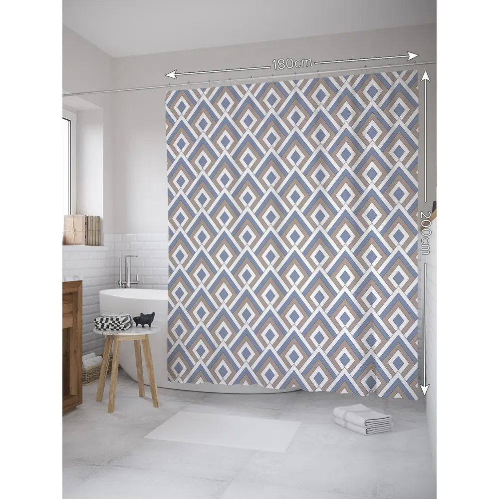 Фото Шторка для ванной комнаты JoyArty sc_31843 200x180см цвет серый серебристый