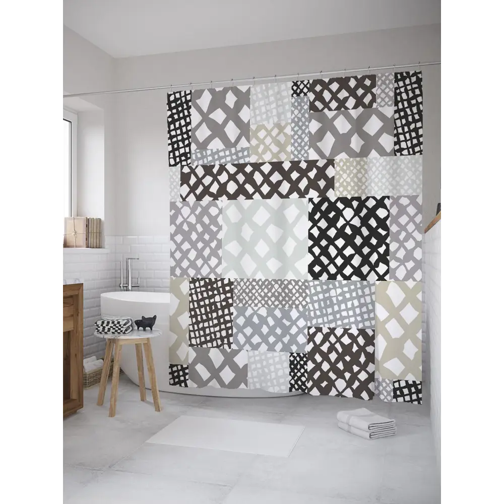 Фото Шторка для ванной комнаты JoyArty sc_35985 200x180см цвет серый серебристый Фото Шторка для ванной комнаты JoyArty sc_35985 200x180см цвет серый серебристый