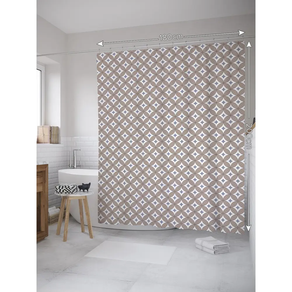 Фото Шторка для ванной комнаты JoyArty sc_31841 200x180см цвет серый серебристый